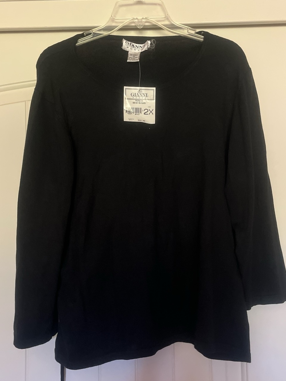 Ganni Black Long Sleeve Crewneck Top